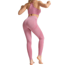 Load image into Gallery viewer, WodoWei Women 2 Piece Workout Outfits Sports Bra Seamless Leggings Yoga Gym Activewear Set (YO610-Pink)