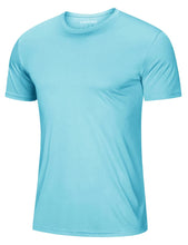 Load image into Gallery viewer, MAGCOMSEN Men's UPF 50+ Short Sleeve T-Shirt – Lightweight Moisture Wicking Workout Shirt | Lake Blue