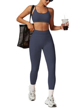 Load image into Gallery viewer, Impact Leggings for Women Seamless Workout Yoga Pants Hidden Scrunch Butt Tummy Control Gym Leggings Mid Low Waist 25" Slate Gray