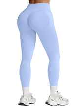 Load image into Gallery viewer, Impact Leggings for Women Seamless Workout Yoga Pants Hidden Scrunch Butt Tummy Control Gym Leggings Mid Low Waist 25" Ice Blue