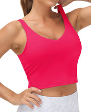 Load image into Gallery viewer, Women’s Longline Sports Bra Wirefree Padded Medium Support Yoga Bras Gym Running Workout Tank Tops(Magenta)
