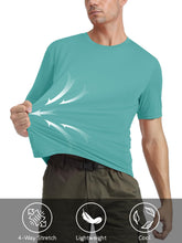 Load image into Gallery viewer, MAGCOMSEN Men's UPF 50+ Short Sleeve T-Shirt – Lightweight Moisture Wicking Gym & Running Shirt | Grey Green