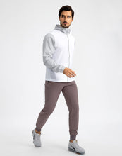 Load image into Gallery viewer, Pudolla Men's Lightweight Tapered Jogger Pants with Zip Pockets – Quick-Dry Athletic Running Joggers in Purple Grey