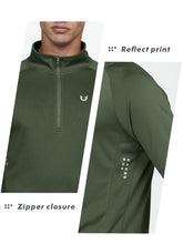 Load image into Gallery viewer, NORTHYARD Men's Quarter Zip Pullover – Long Sleeve Moisture-Wicking Running Shirt with UPF 50+ in Army Green