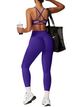 Load image into Gallery viewer, Impact Leggings for Women Seamless Workout Yoga Pants Hidden Scrunch Butt Tummy Control Gym Leggings Mid Low Waist 25" Dark Indigo