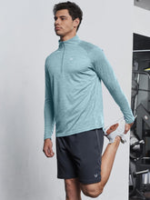 Load image into Gallery viewer, NORTHYARD Men's Quarter Zip Pullover – Long Sleeve Moisture-Wicking Running Shirt with UPF 50+ in Light Cyan Heather