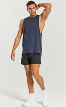 Load image into Gallery viewer, Project Titan Men's Drop Arm Tank Top – Cut Off Sleeveless Gym Shirt for Weightlifting & Bodybuilding in Oxford Blue