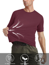 Load image into Gallery viewer, MAGCOMSEN Men's UPF 50+ Short Sleeve T-Shirt – Lightweight Moisture Wicking Active Shirt | Wine