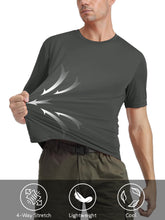 Load image into Gallery viewer, MAGCOMSEN Men's UPF 50+ Short Sleeve Running Shirt – Lightweight Moisture Wicking Hiking Tee | Dark Grey