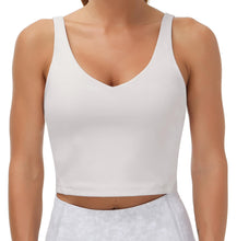 Load image into Gallery viewer, Women’s Longline Sports Bra Wirefree Padded Medium Support Yoga Bras Gym Running Workout Tank Tops (Light Grey)