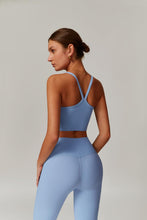 Load image into Gallery viewer, Womens Workout Sets Two Piece Seamless Stretch Cross Back Tank Top Matching Tummy Control High Waist Leggings Set 2 Piece For Women Gym Yoga Active Wear Outfits Athletic Work Out Clothes Blue 2