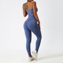 Load image into Gallery viewer, MUMANAIXI 3-Piece Seamless Moisture-Wicking Workout Set for Women - Gym, Fitness, Running, Yoga Sportswear (Blue 2pcs)