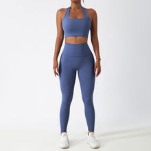 Load image into Gallery viewer, MUMANAIXI 3-Piece Seamless Moisture-Wicking Workout Set for Women - Gym, Fitness, Running, Yoga Sportswear (Blue 2pcs)