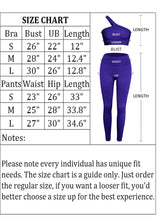 Load image into Gallery viewer, 2 Pieces Workout Sets for Women One Shoulder Ribbed Sport Bra Seamless High Waist Leggings GMY Exercise Outfits (Klein Blue)