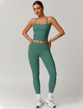 Load image into Gallery viewer, Womens Workout Sets Two Piece Seamless Stretch Cross Back Tank Top Matching Tummy Control High Waist Leggings Set 2 Piece For Women Gym Yoga Active Wear Outfits Athletic Work Out Clothes M Army Green