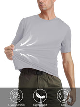 Load image into Gallery viewer, MAGCOMSEN Men's UPF 50+ Short Sleeve Dry-Fit T-Shirt – Lightweight Moisture Wicking Active Shirt | Light Grey