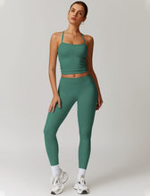Load image into Gallery viewer, Womens Workout Sets Two Piece Seamless Stretch Cross Back Tank Top Matching Tummy Control High Waist Leggings Set 2 Piece For Women Gym Yoga Active Wear Outfits Athletic Work Out Clothes M Army Green