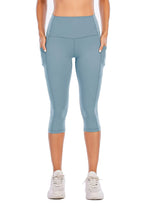 Load image into Gallery viewer, Steppe Naked Feeling High Waisted Yoga Pants Women's Workout Capris Leggings with Pockets Tummy Control Buttery Soft Running Compression Capris for Athletic Gym Exercise Fitness Blue Ashes