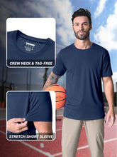 Load image into Gallery viewer, MAGCOMSEN Men's UPF 50+ Short Sleeve T-Shirt – Lightweight Breathable Active Shirt | Navy