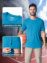 Load image into Gallery viewer, MAGCOMSEN Men's UPF 50+ Short Sleeve Sun Shirt – Lightweight Quick Dry Running Tee | Blue Green