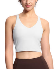 Load image into Gallery viewer, Women’s Longline Sports Bra Wirefree Padded Medium Support Yoga Bras Gym Running Workout Tank Tops
