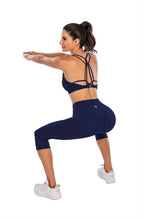 Load image into Gallery viewer, Steppe Naked Feeling High Waisted Yoga Pants Women's Workout Capris Leggings with Pockets Tummy Control Buttery Soft Running Compression Capris for Athletic Gym Exercise Fitness Royal Blue