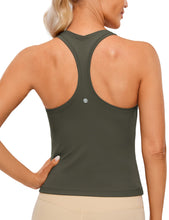 Load image into Gallery viewer, CRZ YOGA Butterluxe Racerback Workout Tank Tops for Women Sleeveless Camisole Gym Athletic Yoga Shirts Light Army Green