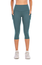 Load image into Gallery viewer, Steppe Naked Feeling High Waisted Yoga Pants Women's Workout Capris Leggings with Pockets Tummy Control Buttery Soft Running Compression Capris for Athletic Gym Exercise Fitness Adriatic Blue