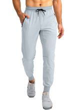 Load image into Gallery viewer, Pudolla Men's Lightweight Tapered Jogger Pants with Zip Pockets – Quick-Dry Athletic Running Joggers in Light Grey