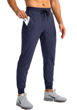 Load image into Gallery viewer, Pudolla Men's Lightweight Tapered Jogger Pants with Zip Pockets – Quick-Dry Athletic Running Joggers in Navy Blue