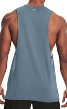 Load image into Gallery viewer, Project Titan Men's Drop Arm Tank Top – Loose Fit Cut Off Sleeveless Gym Shirt for Weightlifting & Training in Cool Blue