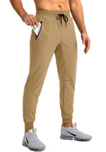 Load image into Gallery viewer, Pudolla Men's Lightweight Tapered Jogger Pants with Zip Pockets – Quick-Dry Athletic Running Joggers in Dark Khaki