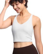 Load image into Gallery viewer, Women’s Longline Sports Bra Wirefree Padded Medium Support Yoga Bras Gym Running Workout Tank Tops