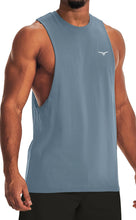 Load image into Gallery viewer, Project Titan Men's Drop Arm Tank Top – Loose Fit Cut Off Sleeveless Gym Shirt for Weightlifting & Training in Cool Blue
