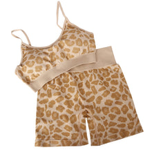 Load image into Gallery viewer, Women Seamless Yoga Set 2 Piece Workout Sport Bra with High Waist Shorts Legging Outfit Tracksuit.JNINTH (Leopard Coffee)