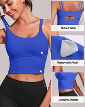 Load image into Gallery viewer, Everrysea Longline Sports Bra for Women Padded Workout Tank Tops Built in Bras Strappy Yoga Corp Top Camisole