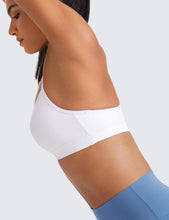 Load image into Gallery viewer, CRZ YOGA Butterluxe Womens Y Back Sports Bra - Padded Racerback Low Impact Spaghetti Thin Strap Workout Yoga Top White