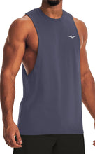 Load image into Gallery viewer, Project Titan Men's Drop Arm Tank Top – Loose Fit Cut Off Sleeveless Gym Shirt for Weightlifting & Training in Tempered Steel Purple