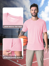 Load image into Gallery viewer, MAGCOMSEN Men's UPF 50+ Short Sleeve T-Shirt – Lightweight Moisture Wicking Gym & Running Shirt | Light Pink