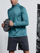 Load image into Gallery viewer, NORTHYARD Men's Quarter Zip Pullover – Long Sleeve Moisture-Wicking Running Shirt with UPF 50+ in Dark Green Heather