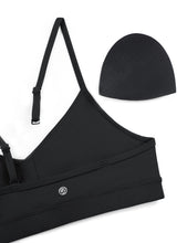 Load image into Gallery viewer, CRZ YOGA Butterluxe V-Neck Sports Bras for Women - Adjustable Thin Straps Padded Yoga Top Basic Wireless Camisole Black