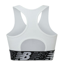 Load image into Gallery viewer, New Balance Womens Seamless Wirefree, Racerback Sports Bra with Removable Pads, Bottom Band with Logo, Munsell White