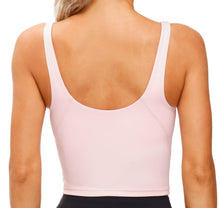Load image into Gallery viewer, Women’s Longline Sports Bra Wirefree Padded Medium Support Yoga Bras Gym Running Workout Tank Tops (Pink)
