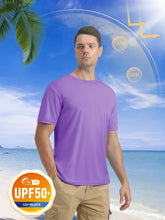 Load image into Gallery viewer, MAGCOMSEN Men's UPF 50+ Short Sleeve T-Shirt – Lightweight Moisture Wicking Gym & Running Shirt | Light Purple