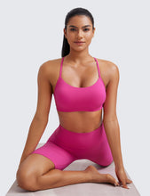 Load image into Gallery viewer, CRZ YOGA Butterluxe Womens Y Back Sports Bra - Padded Racerback Low Impact Spaghetti Thin Strap Workout Yoga Top Hibiscus Purple