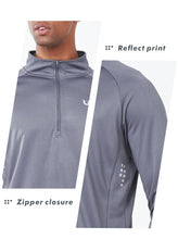 Load image into Gallery viewer, NORTHYARD Men's Quarter Zip Pullover – Long Sleeve Moisture-Wicking Running Shirt with UPF 50+ in Smoke Grey