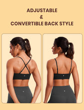 Load image into Gallery viewer, CRZ YOGA Butterluxe V-Neck Sports Bras for Women - Adjustable Thin Straps Padded Yoga Top Basic Wireless Camisole Green Palm Court