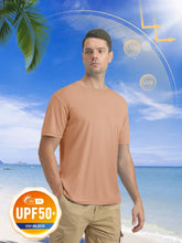 Load image into Gallery viewer, MAGCOMSEN Men's UPF 50+ Short Sleeve T-Shirt – Dry Fit UV Protection Summer Active Tee | Apricot