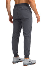 Load image into Gallery viewer, Pudolla Men's Lightweight Tapered Jogger Pants with Zip Pockets – Quick-Dry Athletic Running Joggers in Dark Grey