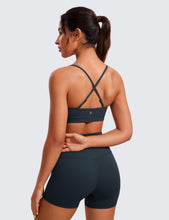 Load image into Gallery viewer, CRZ YOGA Butterluxe V-Neck Sports Bras for Women - Adjustable Thin Straps Padded Yoga Top Basic Wireless Camisole True Navy